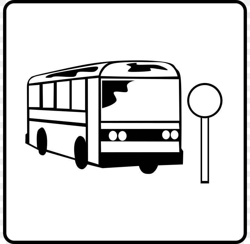 Bus Stop Clip Art, PNG, 800x800px, Bus, Automotive Design, Automotive Exterior, Black And White, Brand Download Free
