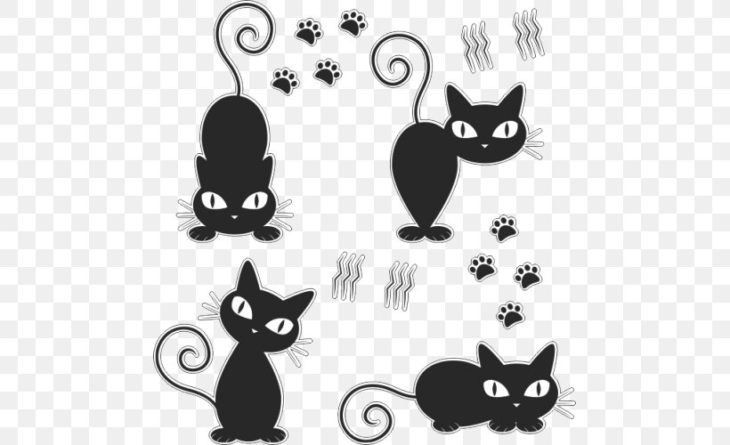 Black Cat Kitten, PNG, 500x500px, Cat, Black And White, Black Cat, Bow Tie, Carnivoran Download Free