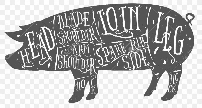 Ham Domestic Pig Meat Bacon, PNG, 1201x642px, Ham, Art, Bacon, Black And White, Cattle Like Mammal Download Free