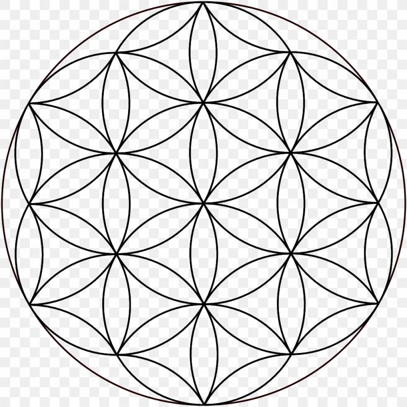 Overlapping Circles Grid Sacred Geometry Symbol, PNG, 1023x1024px, Overlapping Circles Grid, Area, Black And White, Centre, Circumference Download Free