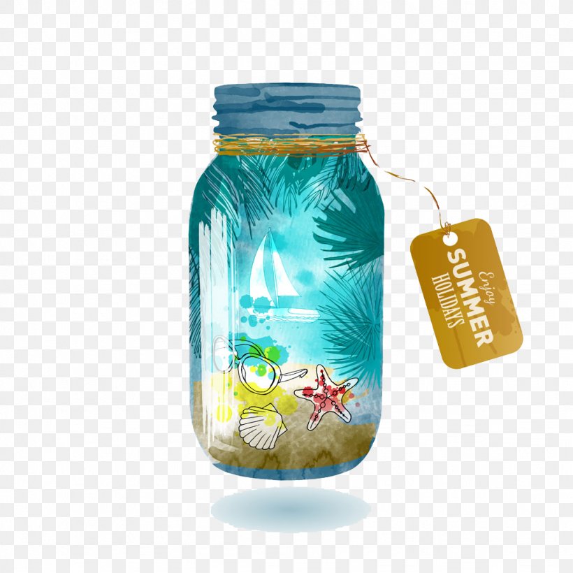 Beach Bottle Illustration, PNG, 1024x1024px, Beach, Bottle, Drinkware, Fundal, Glass Download Free