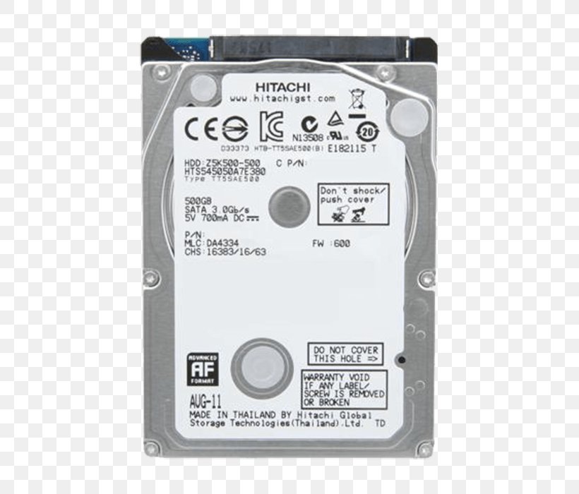Laptop Serial ATA Hard Drives HGST Travelstar Z5K500, PNG, 700x700px, Laptop, Computer Component, Data Storage, Data Storage Device, Electronic Device Download Free