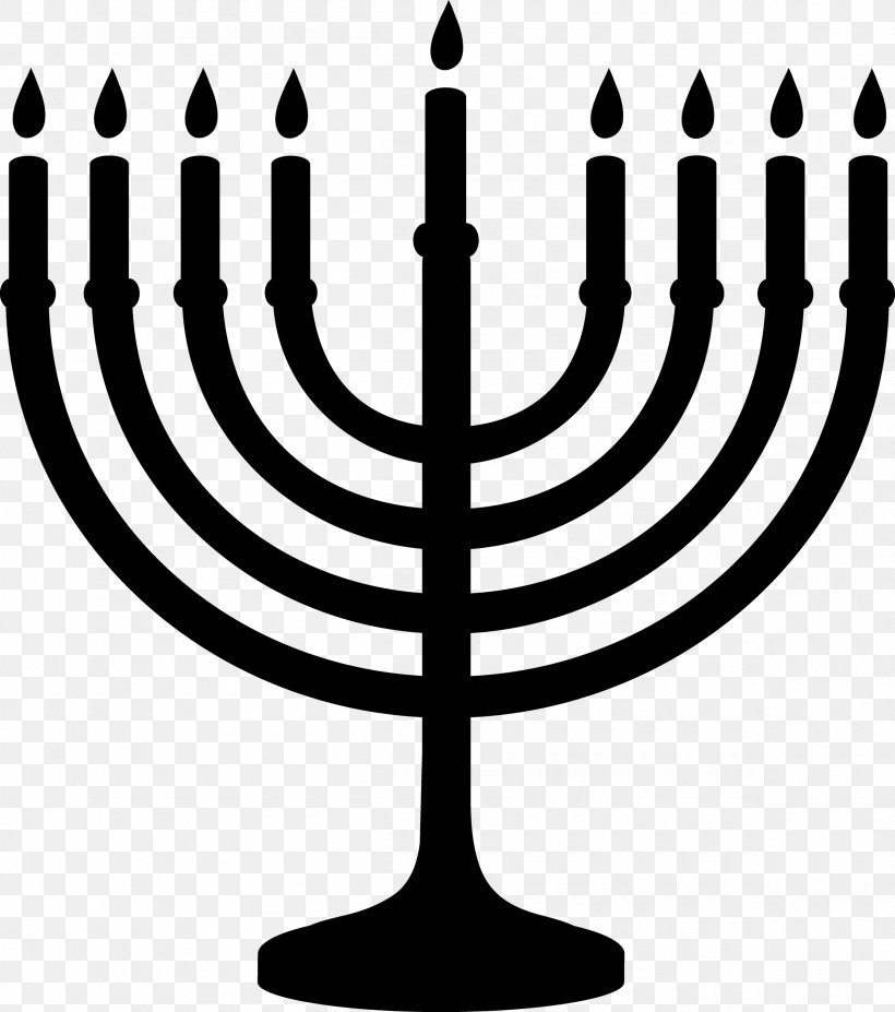 Menorah Judaism Hanukkah Jewish Symbolism Clip Art, PNG, 2400x2714px, Menorah, Black And White, Candle, Candle Holder, Dreidel Download Free