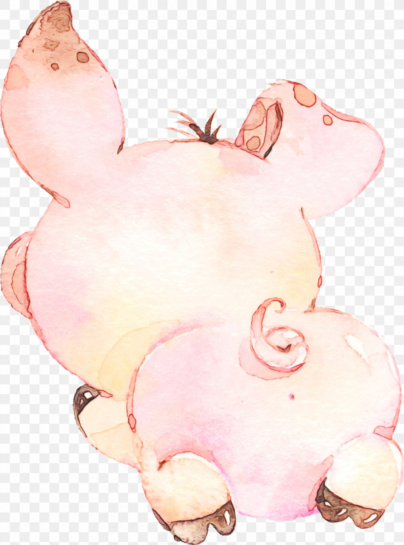 Pink Nose Cartoon Snout Livestock, PNG, 1642x2216px, Watercolor, Cartoon, Drawing, Livestock, Nose Download Free