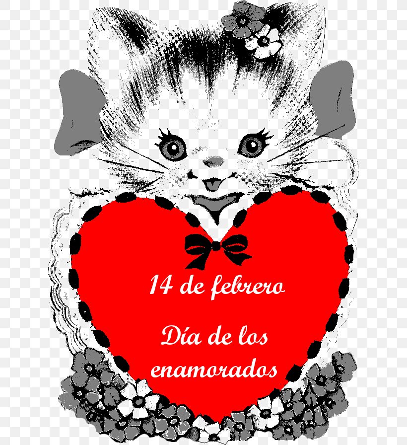 Kitten Whiskers Cat Valentine's Day Heart, PNG, 626x896px, Watercolor, Cartoon, Flower, Frame, Heart Download Free