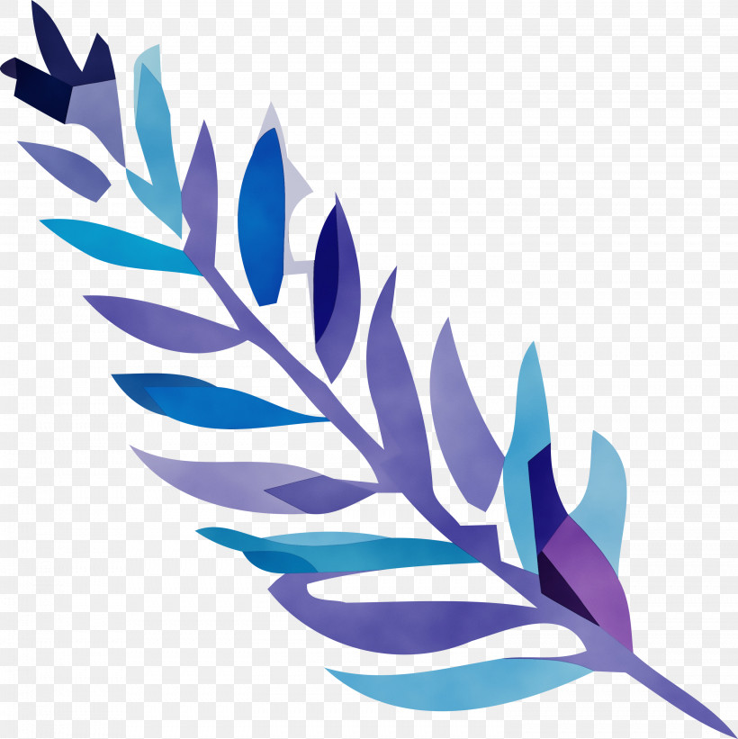 Feather, PNG, 2993x3000px, Watercolor, Branching, Cobalt, Cobalt Blue, Feather Download Free