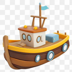 Cartoon Boat - Cute Toy Boat PNG