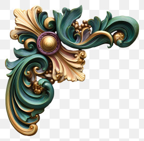 Curled Coner - Ornate Decorative Corner Design PNG
