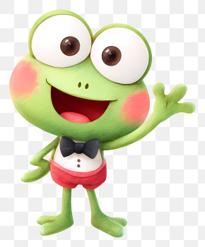 Keroppi - Green Frog Cartoon Character With Bowtie PNG