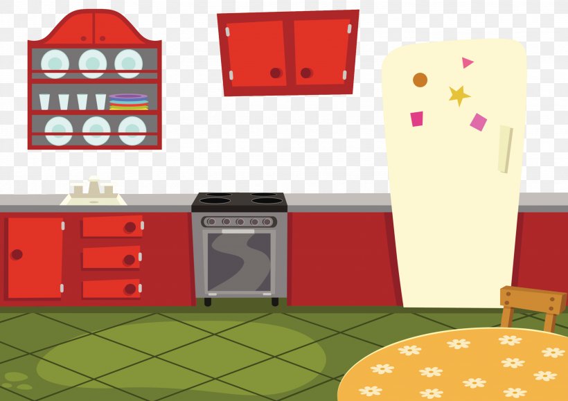 Kitchen Cabinet Cartoon, PNG, 2981x2105px, Kitchen, Cartoon, Cupboard, Furniture, Home Download Free