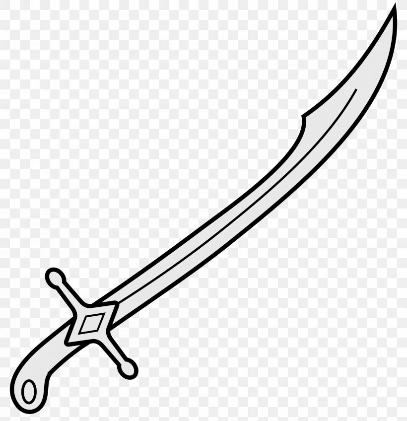 Sabre Heraldry Sword Drawing Clip Art, PNG, 2000x2069px, Sabre, Black And White, Coat Of Arms, Cold Weapon, Drawing Download Free