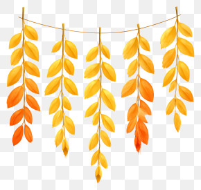 Hanging Garland Of Wheat Stalks - Hanging Autumn Leaf Garland PNG