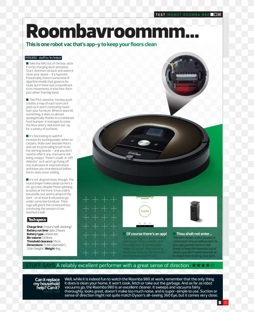 IRobot Roomba 980 IRobot Roomba 980 Robotic Vacuum Cleaner, PNG, 2622x3223px, Irobot, Braava, Brand, Corporation, Hardware Download Free