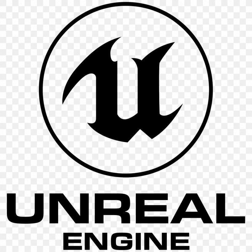 Unreal Tournament Unreal Engine 4 Game Engine, PNG, 1024x1024px, Unreal, Area, Black And White, Brand, Epic Games Download Free