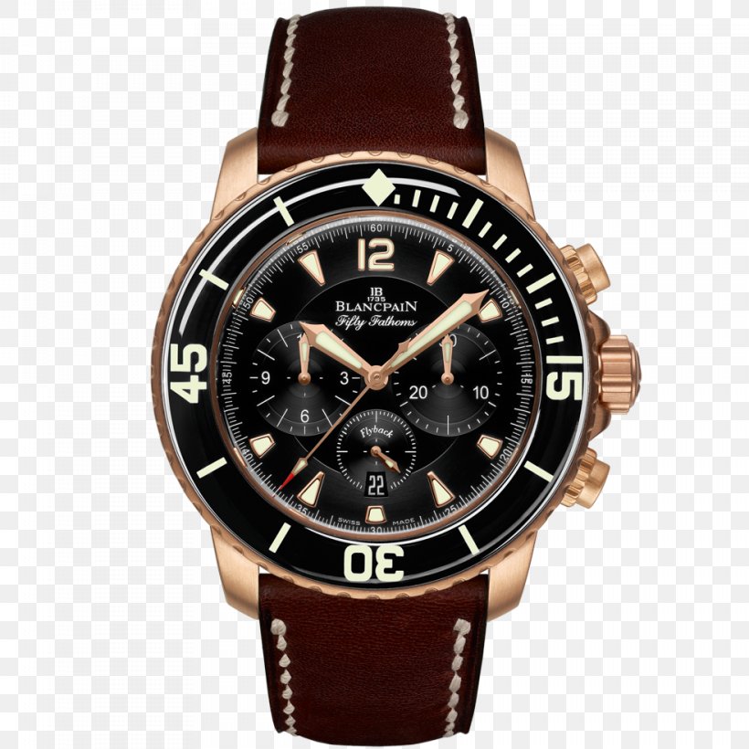 Villeret Blancpain Fifty Fathoms Flyback Chronograph, PNG, 984x984px, Villeret, Blancpain, Blancpain Fifty Fathoms, Brand, Brown Download Free