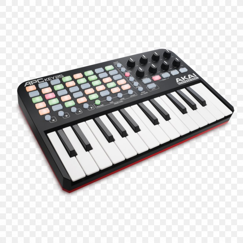 Computer Keyboard Akai Professional APC Key 25 Ableton Live MIDI Controllers, PNG, 1000x1000px, Watercolor, Cartoon, Flower, Frame, Heart Download Free