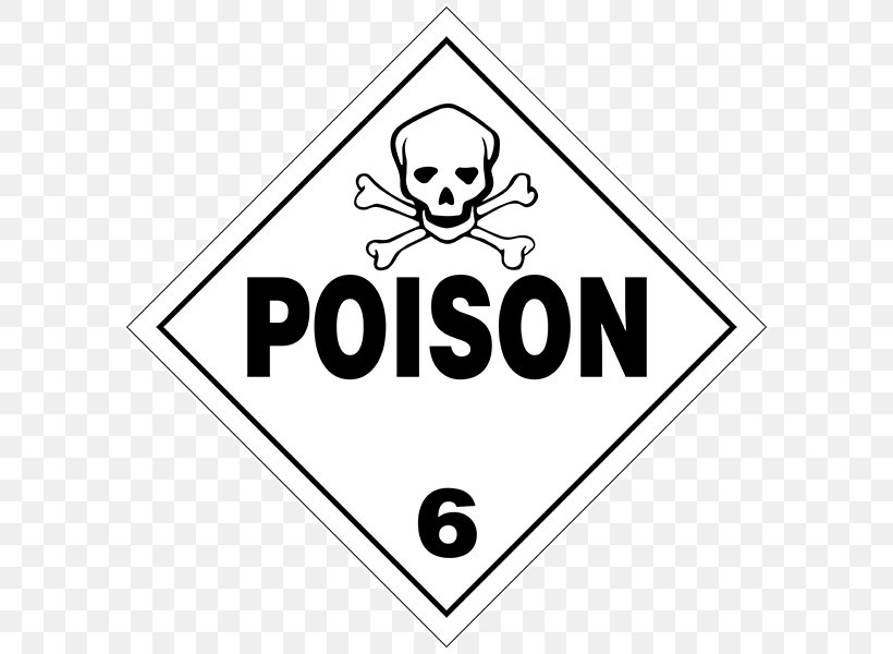 Dangerous Goods Placard HAZMAT Class 6 Toxic And Infectious Substances Poison Toxicity, PNG, 600x600px, Dangerous Goods, Area, Art, Black, Black And White Download Free