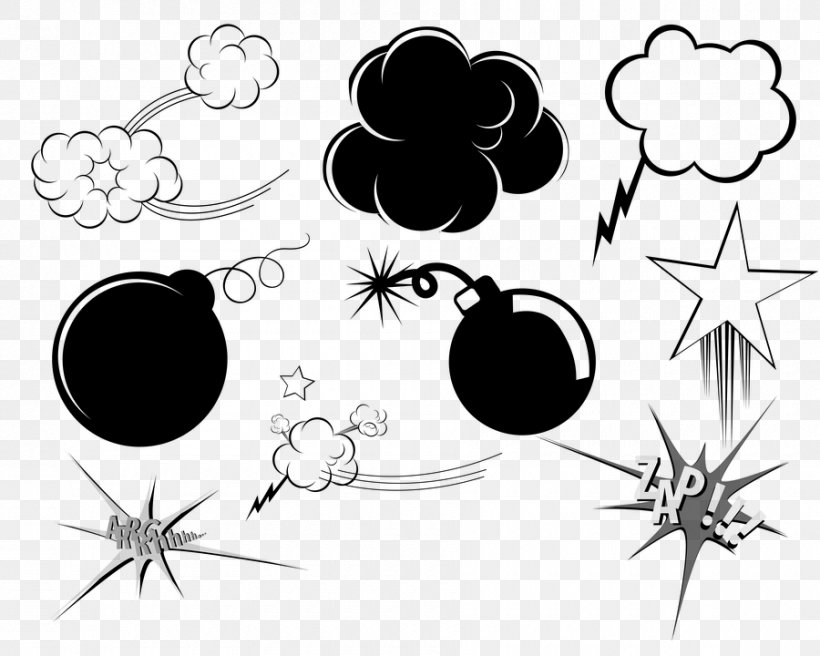 Explosion Drawing Bomb Detonation, PNG, 900x720px, Explosion, Black, Black And White, Bomb, Cartoon Download Free