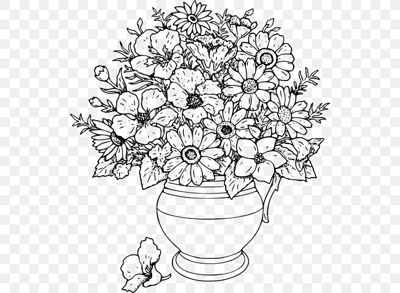 Coloring Book Drawing Vase Flower Rose, PNG, 534x600px, Coloring Book, Area, Black And White, Book, Child Download Free