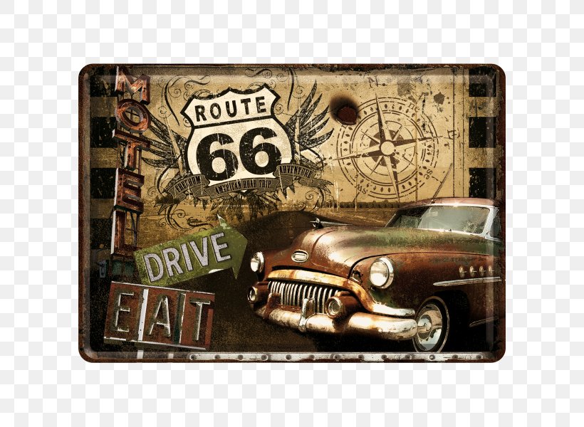 U.S. Route 66 In Arizona Vintage US Numbered Highways Retro Style, PNG, 600x600px, Us Route 66, Brand, Highway, Metal, Motel Download Free