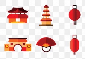 Temple Decoration - Chinatown Building Illustration PNG