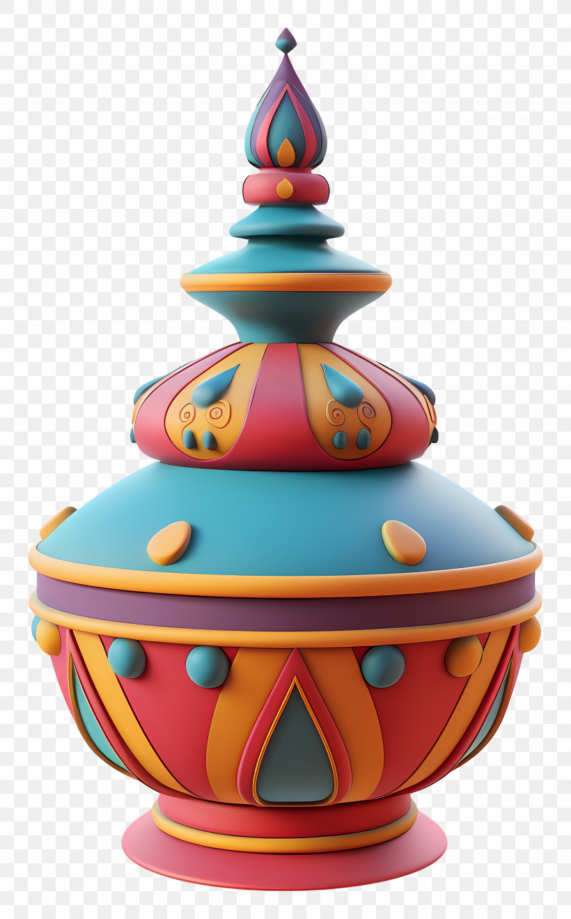 Puja Kalash - Colorful Decorative Jar PNG