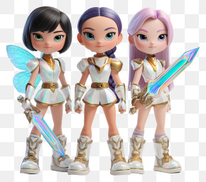 Fantasy Warrior - Three Girl Warriors With Swords PNG