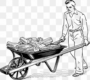 Man Pushing - Wheelbarrow Clip Art PNG