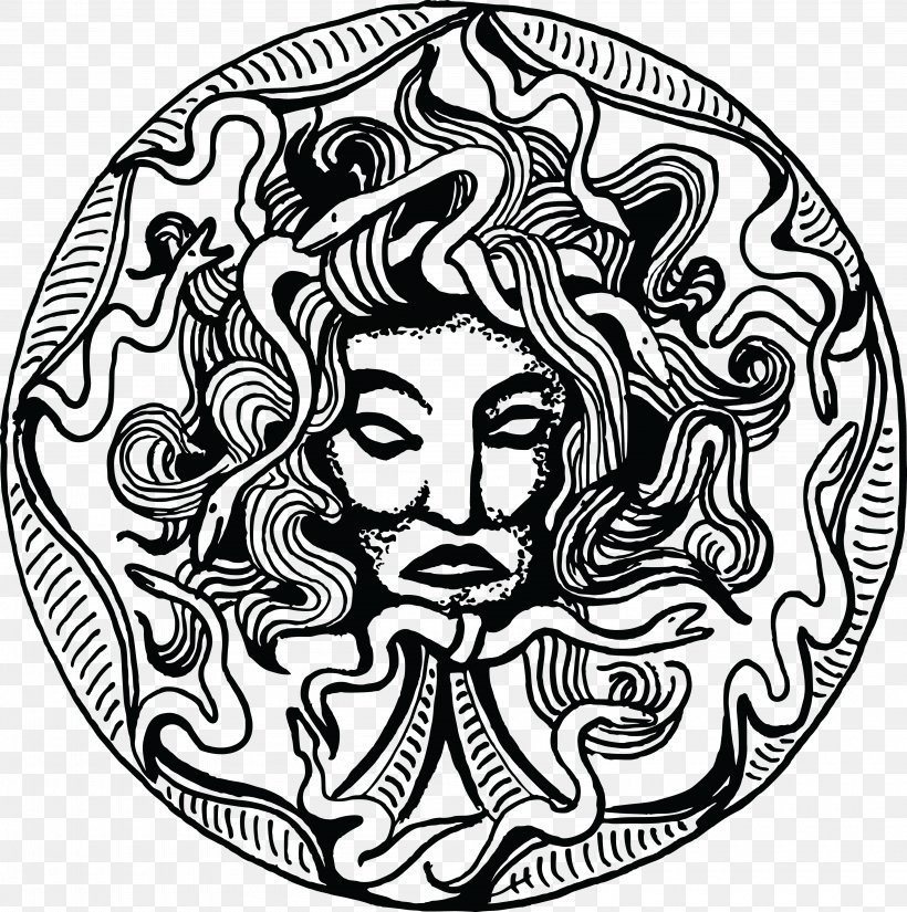 Medusa Gorgoneion Greek Mythology Monster, PNG, 4000x4028px, Medusa, Area, Art, Artwork, Black Download Free