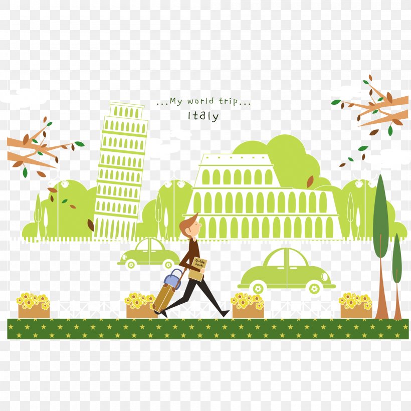 Leaning Tower Of Pisa Vector Graphics Image Illustration Design, PNG, 2000x2000px, Leaning Tower Of Pisa, Area, Border, Cartoon, Drawing Download Free