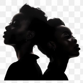 African Woman - Double Silhouette Portrait PNG