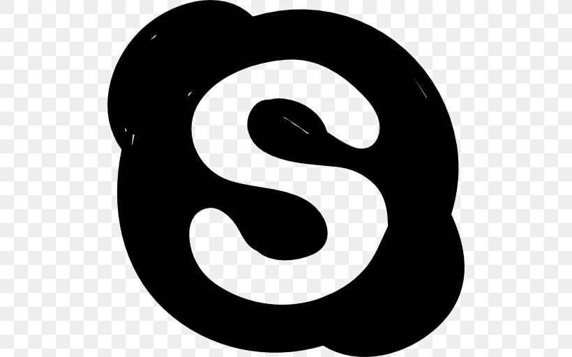 Skype Logo, PNG, 512x512px, Skype, Black And White, Flat Design, Logo, Monochrome Download Free