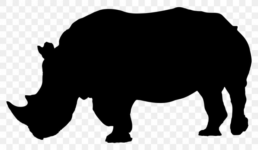 Black Rhinoceros Silhouette, PNG, 1000x585px, Rhinoceros, Black, Black And White, Black Rhinoceros, Cattle Like Mammal Download Free