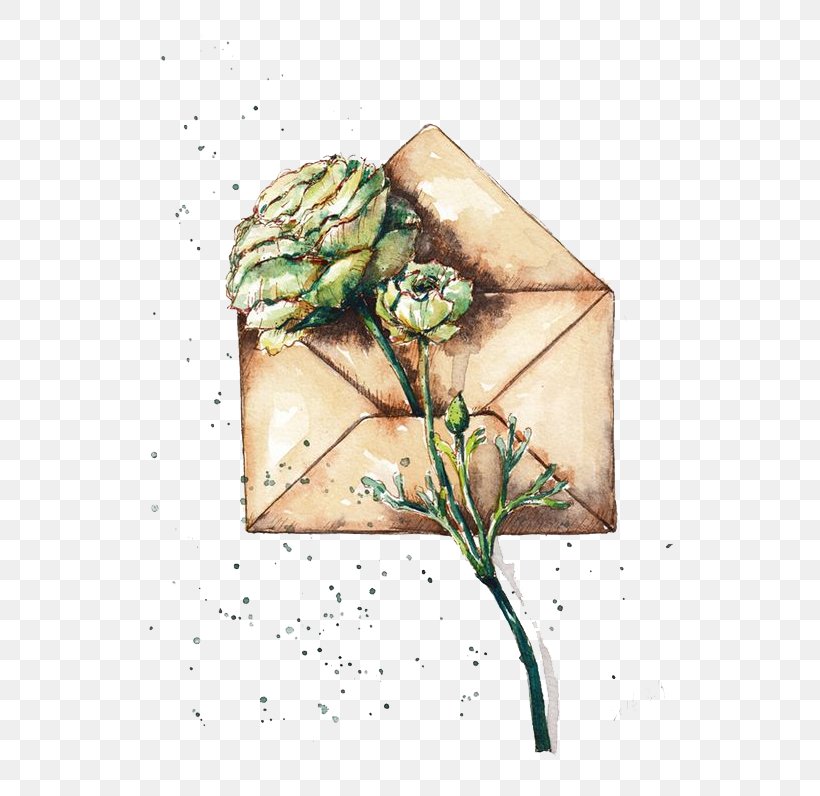Envelope Watercolor Painting, PNG, 658x796px, Envelope, Drawing, Flower, Leaf, Letter Download Free