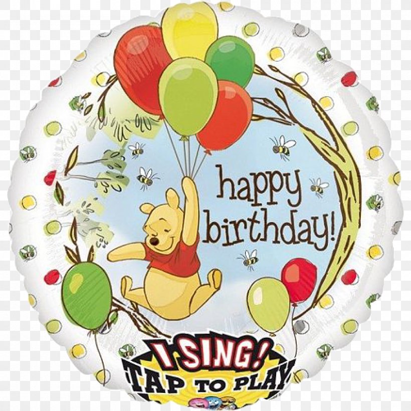 Gas Balloon Winnie-the-Pooh Birthday Party, PNG, 1000x1000px, Watercolor, Cartoon, Flower, Frame, Heart Download Free