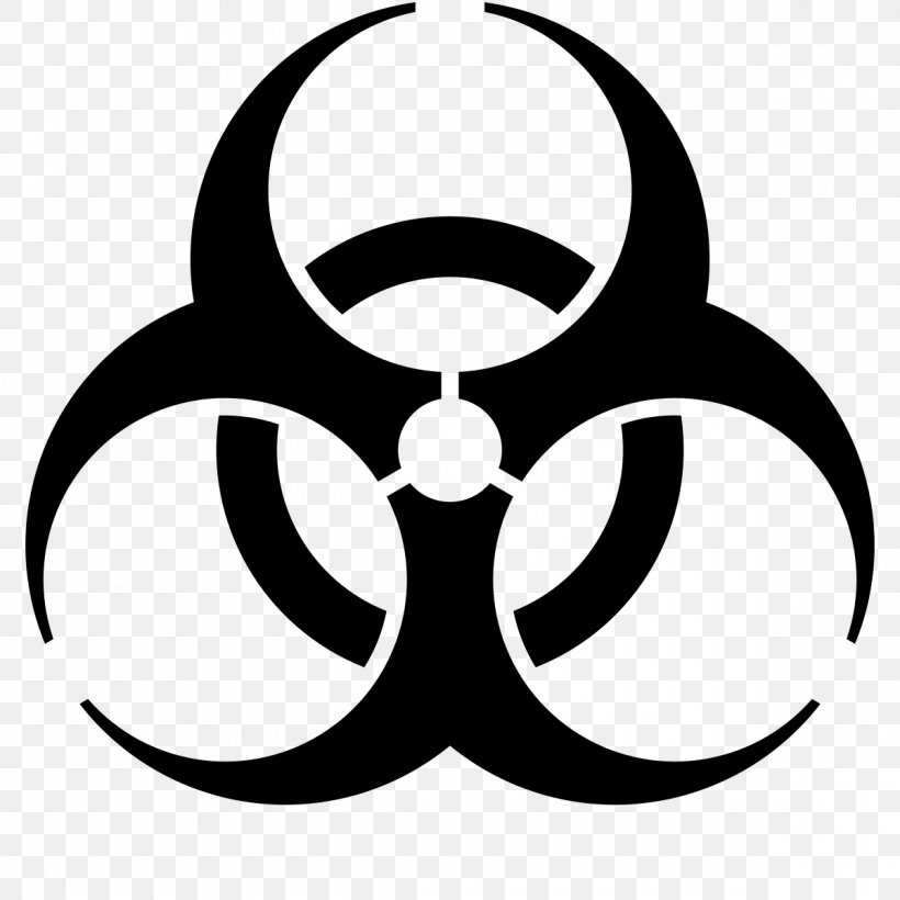 Biological Hazard Hazard Symbol Clip Art, PNG, 1200x1200px, Biological Hazard, Artwork, Biological Warfare, Black And White, Dangerous Goods Download Free