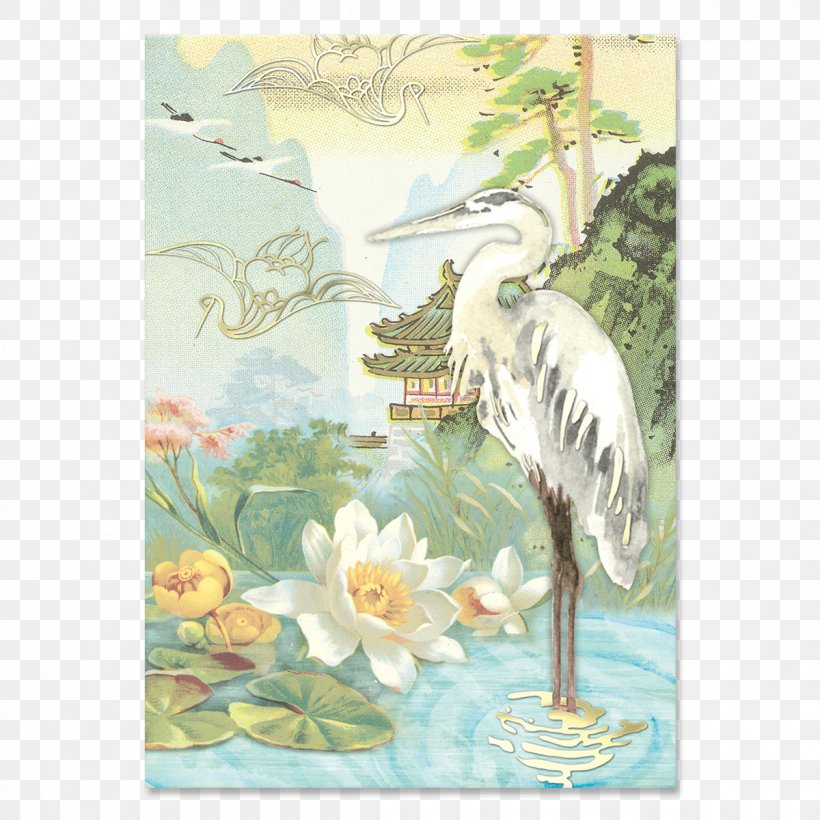Water Bird Sewing Stork Notebook, PNG, 1200x1200px, Bird, Beak, Chinoiserie, Ciconiiformes, Crane Download Free