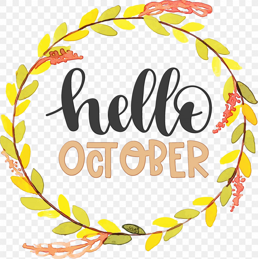 October, PNG, 1782x1794px, Hello October, Autumn, October, Paint, Watercolor Download Free