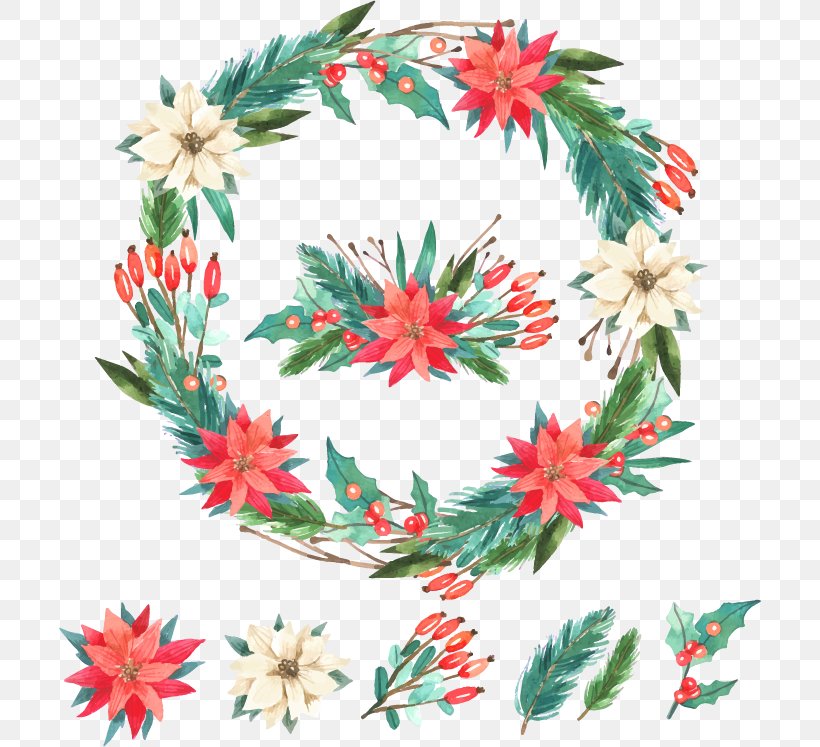 Flower Wreath Christmas Garland, PNG, 702x747px, Flower, Christmas, Christmas Decoration, Christmas Ornament, Decor Download Free