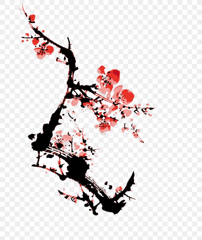 Ink Wash Painting Chinese Painting Plum Blossom, PNG, 3425x4075px, Ink Wash Painting, Art, Birdandflower Painting, Black And White, Blossom Download Free