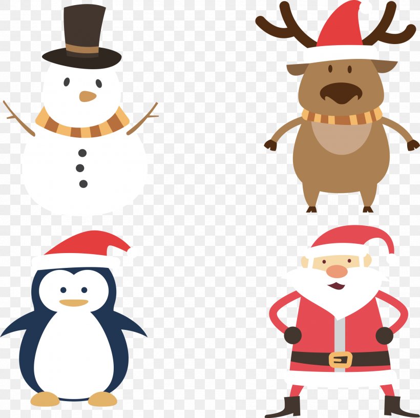 Santa Claus And Penguins, PNG, 1869x1860px, Santa Claus, Art, Cartoon, Christmas, Christmas Decoration Download Free
