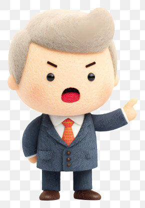 Chibi Boss Pointing Angrily PNG