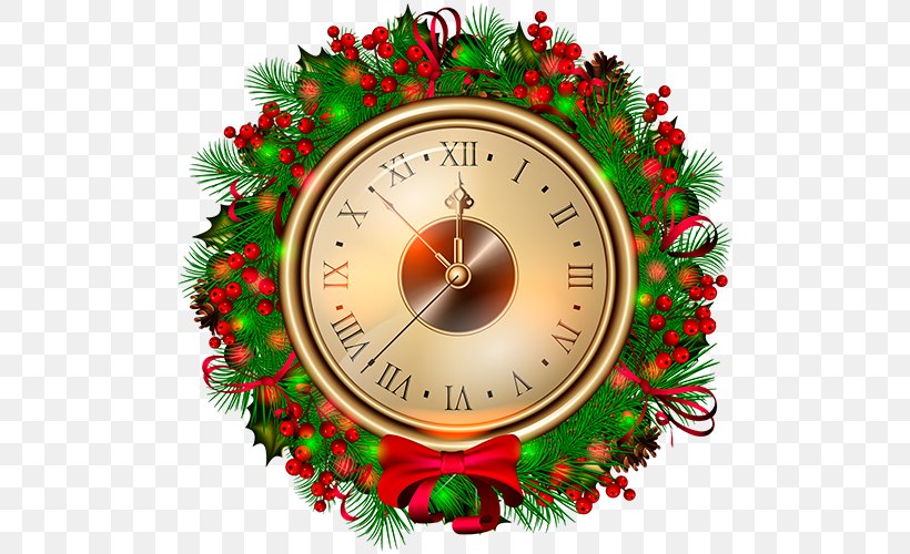 Christmas Decoration Clock Countdown Clip Art, PNG, 500x500px, Christmas, Alarm Clocks, Christmas Decoration, Christmas Lights, Christmas Ornament Download Free