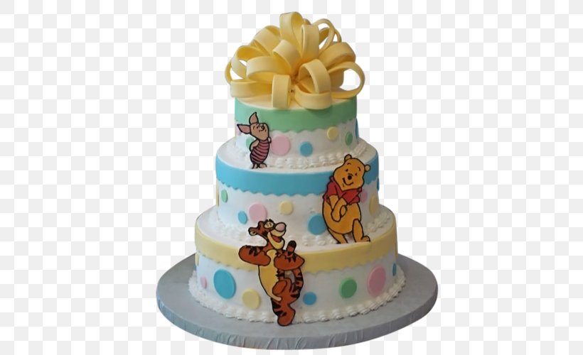 Winnie-the-Pooh Baby Shower Diaper Cake Infant Party, PNG, 500x500px, Winniethepooh, Baby Shower, Birthday, Birthday Cake, Buttercream Download Free