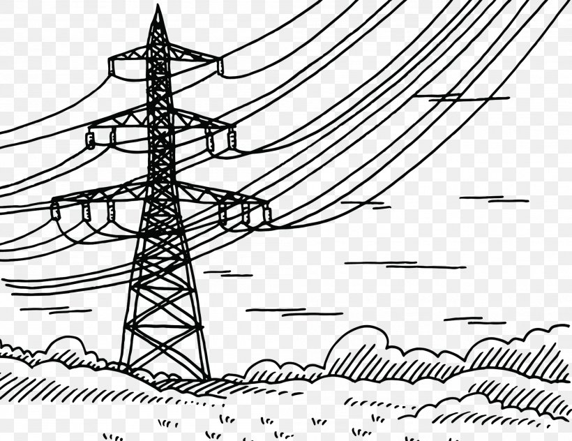 High Voltage Electrical Cable High-voltage Cable Electric Potential Difference Overhead Power Line, PNG, 1999x1542px, High Voltage, Area, Black And White, Diagram, Drawing Download Free
