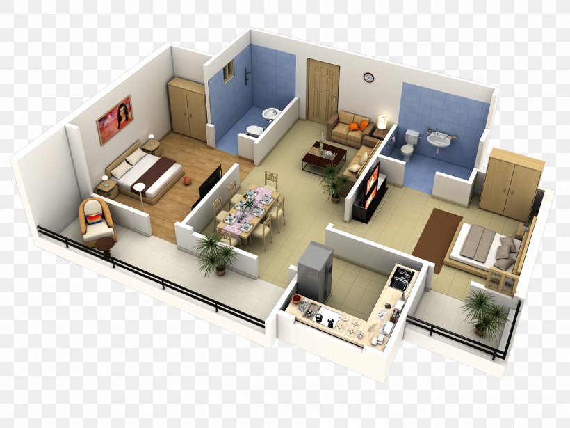 Bedroom House Plan 3D Floor Plan, PNG, 1500x1125px, 3d Floor Plan, Bedroom, Apartment, Architecture, Dining Room Download Free