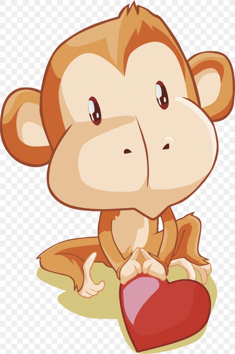 Monkey Euclidean Vector Vecteur, PNG, 1436x2166px, Watercolor, Cartoon, Flower, Frame, Heart Download Free
