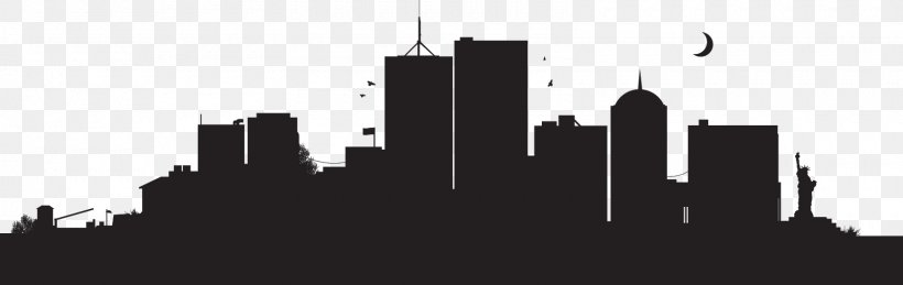 New York City Skyline Clip Art, PNG, 1600x507px, New York City, Black And White, Building, City, Cityscape Download Free