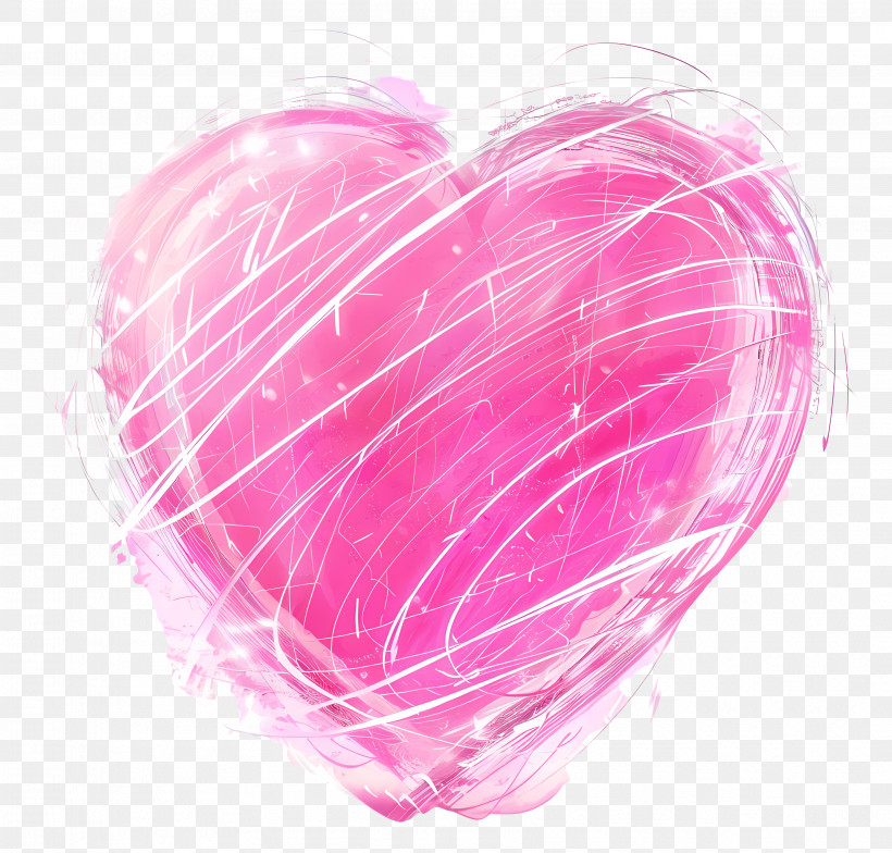 Pink Heart - Pink Glowing Heart Illustration PNG