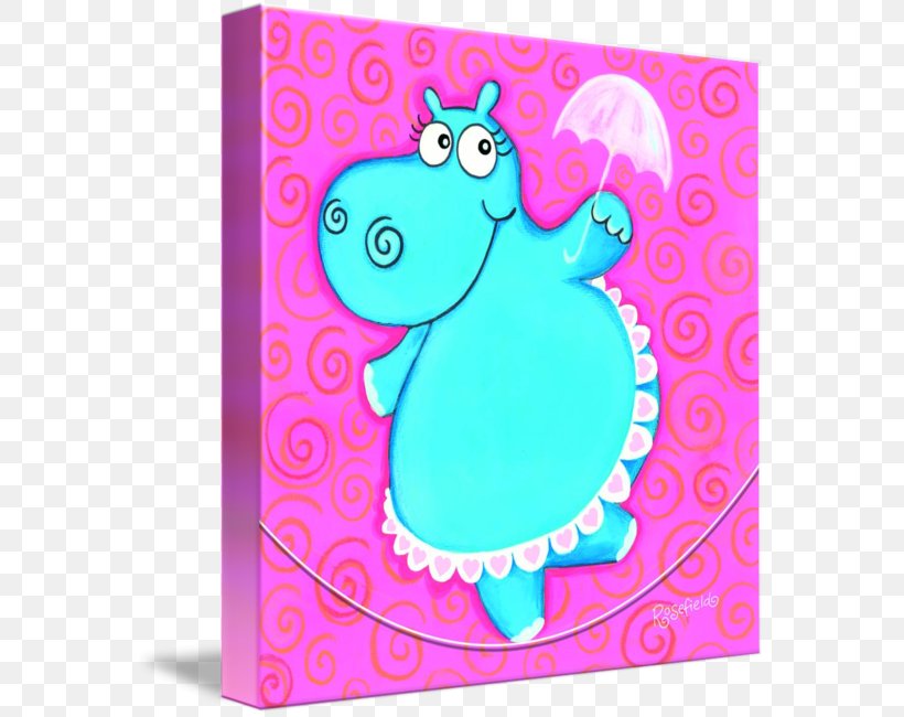 Gallery Wrap Hippopotamus Canvas Turquoise Printmaking, PNG, 572x650px, Gallery Wrap, Animated Cartoon, Art, Canvas, Circus Download Free